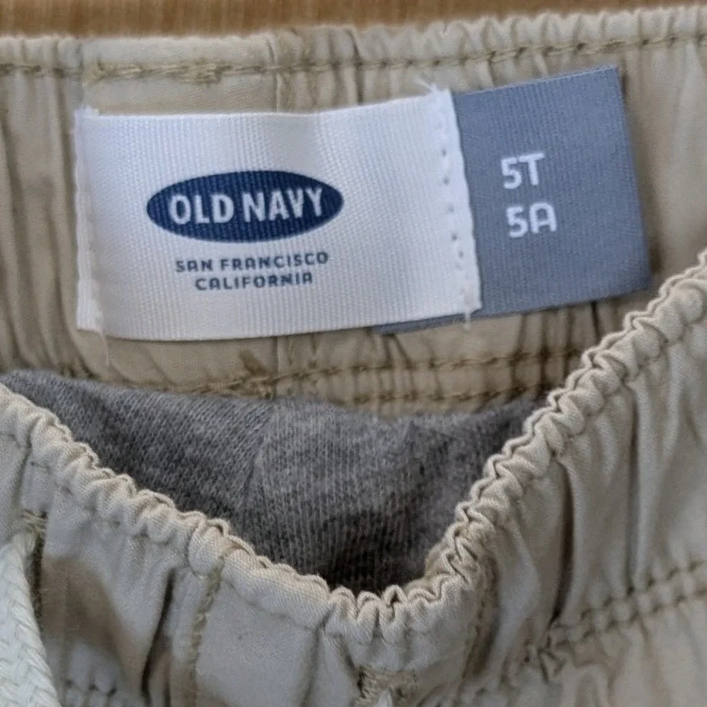 Old Navy Kids Khaki Jersey Lined Cargo Pants Tan Boys Size 5T NWT